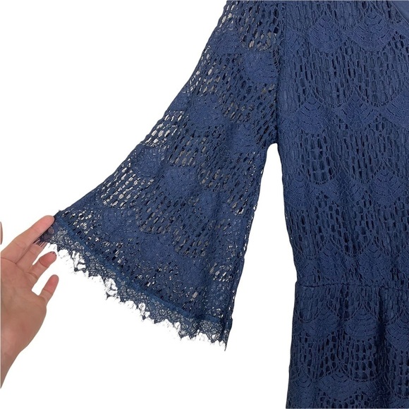 Alya Blue Lace Overlay Romper - Picture 5 of 9